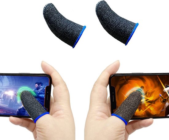 1 paire de protège-doigts de jeu - antidérapants - pour Jeux mobiles Grijs