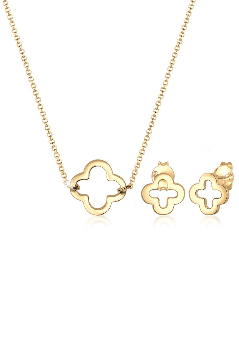 Elli - Sieraden Set - Dames Shamrock Geluksbedel in 925 Sterling Zilver Verguld - Dames