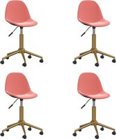 vidaXL Eetkamerstoelen draaibaar 4 st fluweel roze