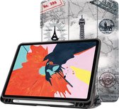 Case2go - Tablet Hoes geschikt voor Apple iPad Air 2022 - 10.9 inch - Tri-Fold Book Case - Apple Pencil Houder - Eiffeltoren