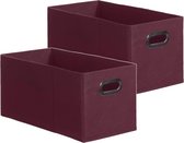 Set van 2x stuks opbergmand/kastmand 7 liter aubergine paars linnen 31 x 15 x 15 cm - Opbergboxen - Vakkenkast manden