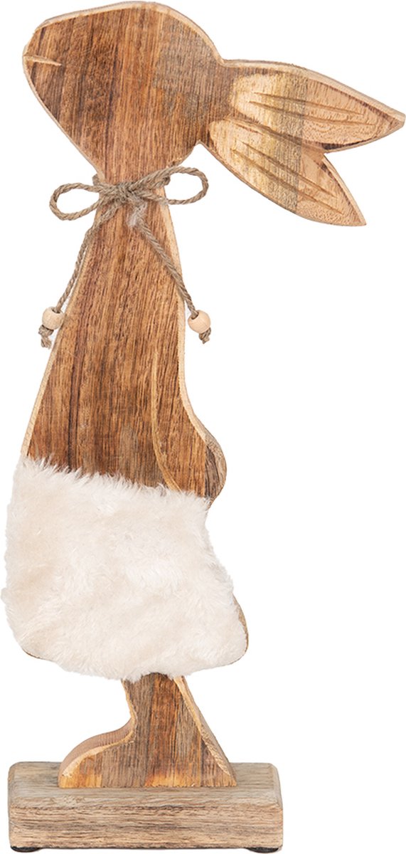Beeld Konijn 18x6x40 cm Bruin Wit Hout
