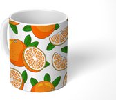 Mok - Koffiemok - Sinaasappel - Patronen - Fruit - Mokken - 350 ML - Beker - Koffiemokken - Theemok