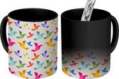 Magische Mok - Foto op Warmte Mokken - Koffiemok - Origami - Vogels - Patronen - Regenboog - Magic Mok - Beker - 350 ML - Theemok