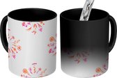 Magische Mok - Foto op Warmte Mokken - Koffiemok - Bloemen - Roze - Oranje - Patronen - Kruiden - Magic Mok - Beker - 350 ML - Theemok