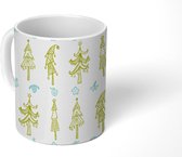 Mok - Koffiemok - Kerstboom - Kerst decoratie - Patronen - Mokken - 350 ML - Beker - Koffiemokken - Theemok