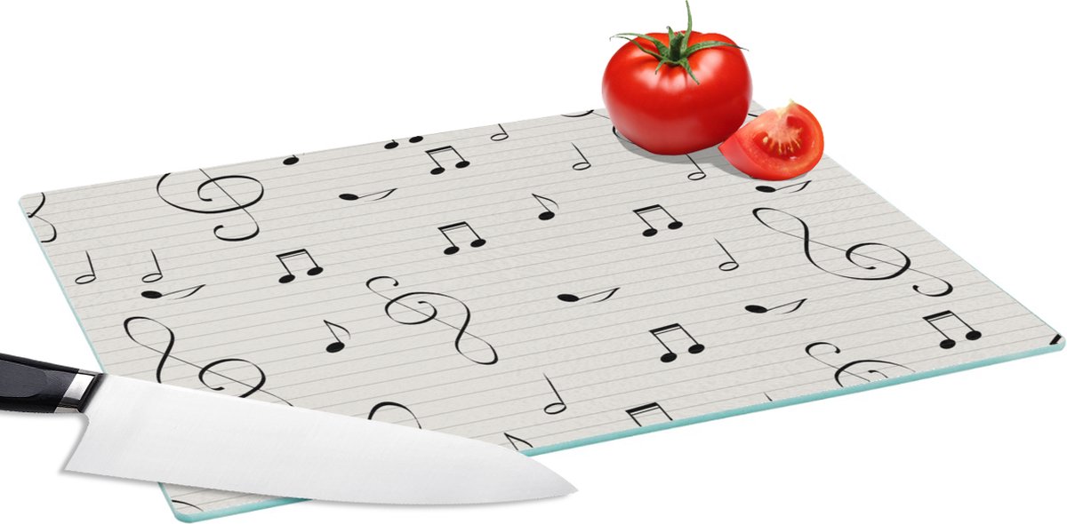 Glazen Snijplank - 39x28 - Bladmuziek - Patronen - Muziek - Snijplanken Glas