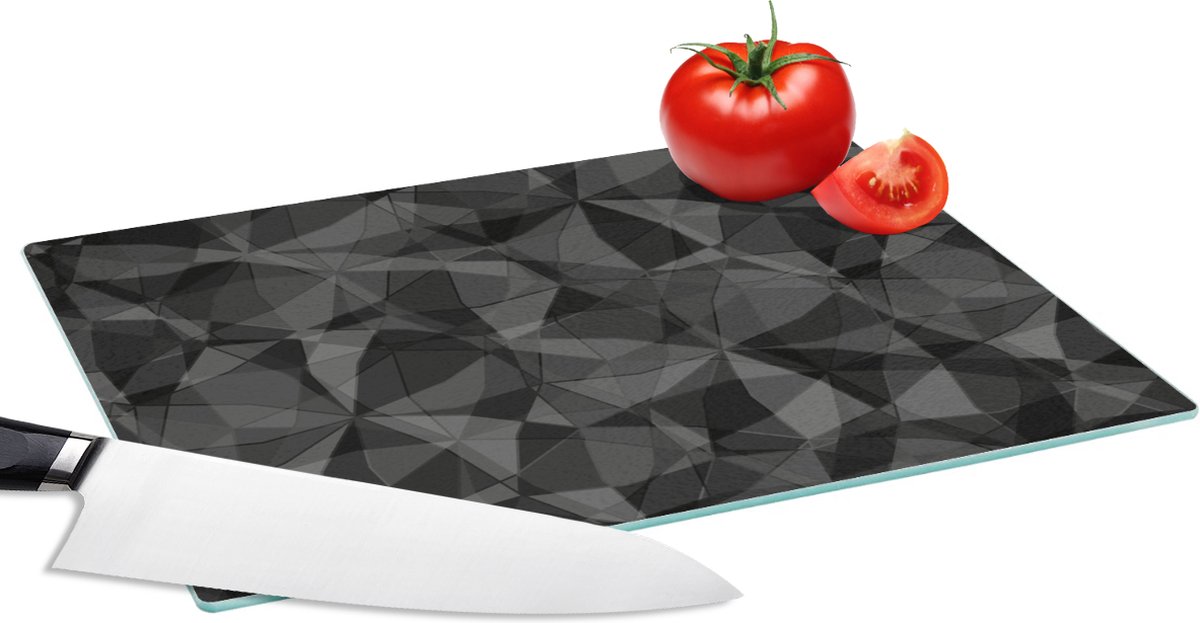 Glazen Snijplank - 28x20 - Zwart - Mozaïek - Abstract - Patroon - Snijplanken Glas
