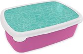 Broodtrommel Roze - Lunchbox - Brooddoos - Patronen - Water - Zee - 18x12x6 cm - Kinderen - Meisje
