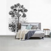 Behang - Fotobehang Design - Zwart wit - Natuur - Breedte 180 cm x hoogte 280 cm