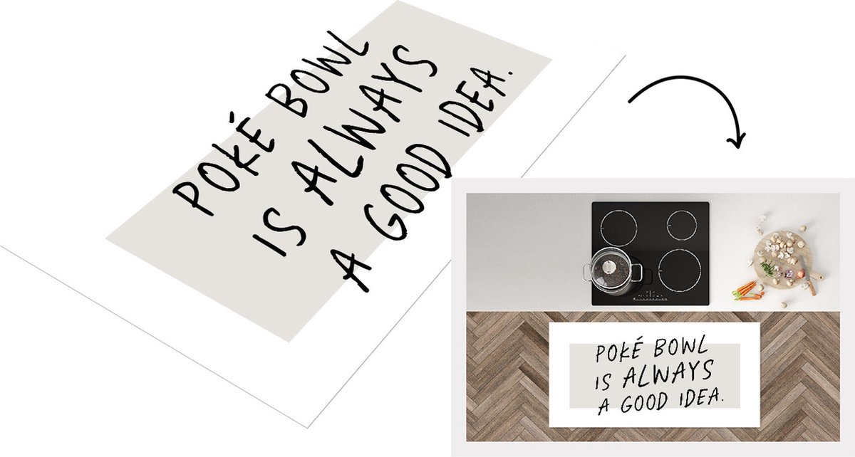KitchenYeah Keukenloper - Loper keuken - Quotes - Poké bowl is always a good idea - Eten - Spreuken - 120x60 cm - Keukenloper vinyl Multicolor