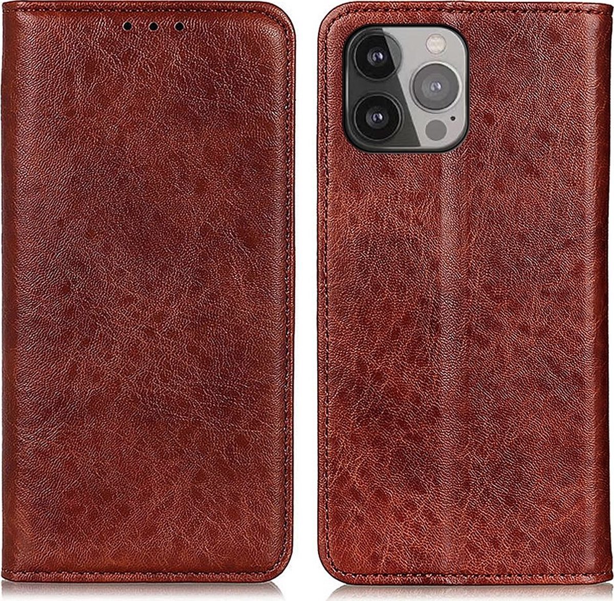 Mobigear Telefoonhoesje geschikt voor Apple iPhone 13 Pro Max Hoesje | Mobigear Classic Elegance Bookcase Portemonnee | Pasjeshouder voor 2 Pasjes | Telefoonhoesje voor Pinpas / OV Kaart / Rijbewijs - Bruin