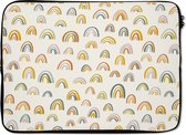 Laptophoes 14 inch - Regenboog - Pastel - Kinderen - Laptop sleeve - Binnenmaat 34x23,5 cm - Zwarte achterkant