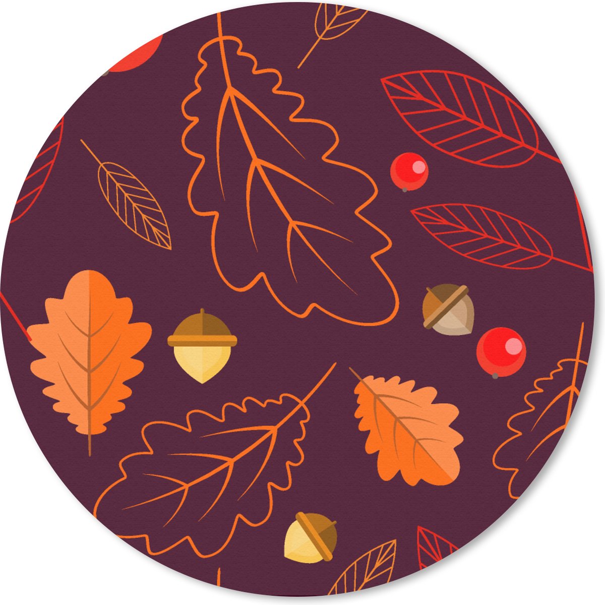Muismat rond 30x30 cm - Mousepad Patronen - Herfst - Blaadjes - Girl - Kids - Kinderen - Ronde muismatten