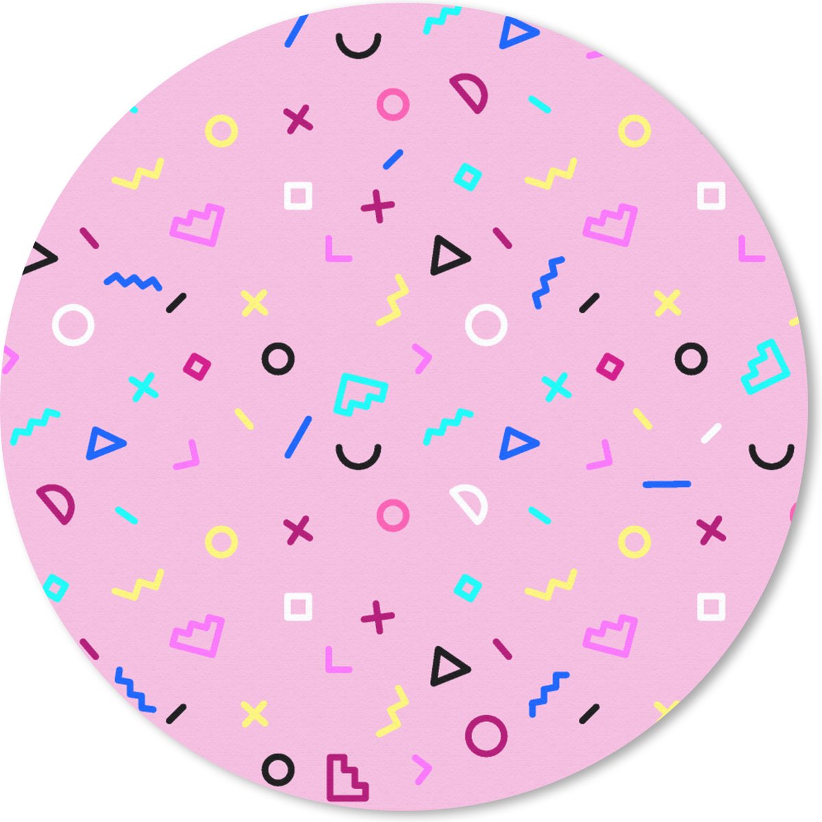 Muismat rond 20x20 cm - Mousepad Design - Patronen - Roze - Jaren 80 - Ronde muismatten
