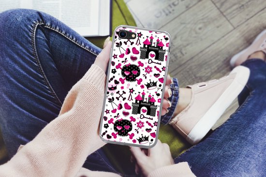 Coque iPhone SE 2020 - Meiden - Kroon - Cœur - Motifs - Fille - Enfant - Enfants - Coque de téléphone en Siliconen