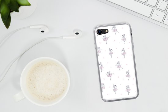 Telefoonhoesje Geschikt voor iPhone SE 2020 hoesje - Meiden - Ballet - Roze - Patronen - Girl - Kids - Kinderen - Siliconen Telefoonhoesje Telefoonhoesje