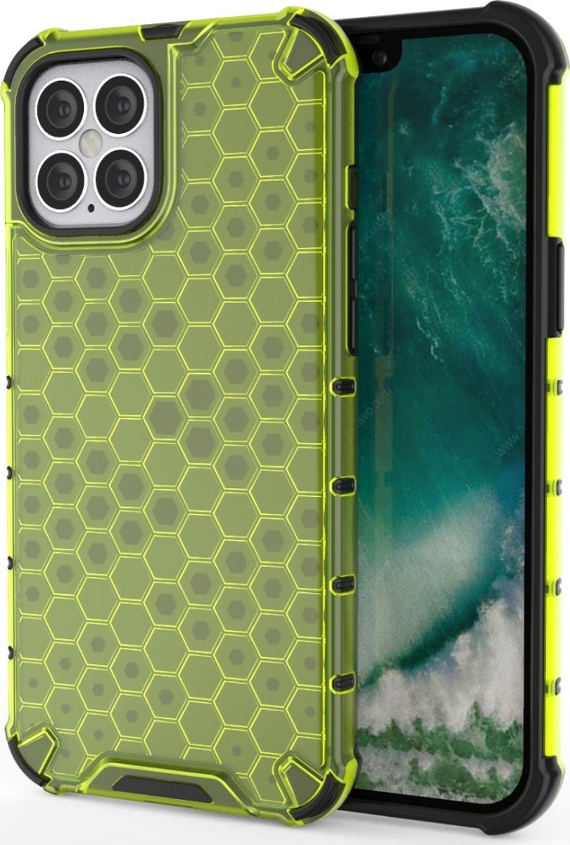 Mobigear Hoesje geschikt voor Apple iPhone 12 Mini Telefoonhoesje Hardcase | Mobigear Honeycomb Backcover Shockproof | Schokbestendig iPhone 12 Mini Telefoonhoesje | Anti Shock Proof - Groen