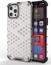 Mobigear Hoesje geschikt voor Apple iPhone 13 Pro Telefoonhoesje Hardcase | Mobigear Honeycomb Backcover Shockproof | Schokbestendig iPhone 13 Pro Telefoonhoesje | Anti Shock Proof - Wit