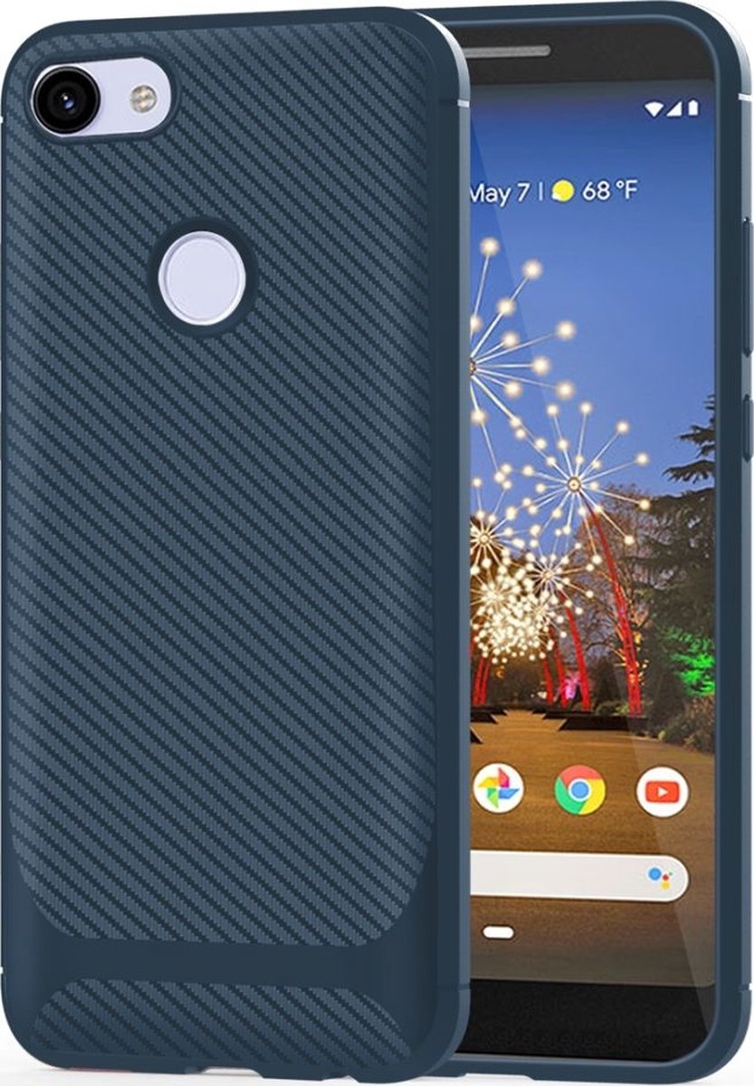Mobigear Hoesje geschikt voor Motorola Moto E6 Play Telefoonhoesje Flexibel TPU | Mobigear Racing Backcover | Moto E6 Play Case | Back Cover - Blauw