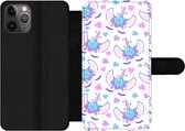 Bookcase Geschikt voor iPhone 11 Pro telefoonhoesje - Meiden - Unicorn - Bloemen - Patronen - Girl - Kids - Kinderen - Met vakjes - Wallet case met magneetsluiting