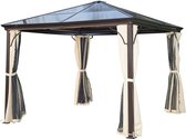 Pavillon Outsunny gazebo aluminium tente de fête tente de jardin moustiquaire PC toit 3 x 3 m 01-0871n
