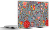 Laptop sticker - 12.3 inch - Meisje - Vogel - Liefde - Patronen - Girl - Kids - Kinderen - 30x22cm - Laptopstickers - Laptop skin - Cover