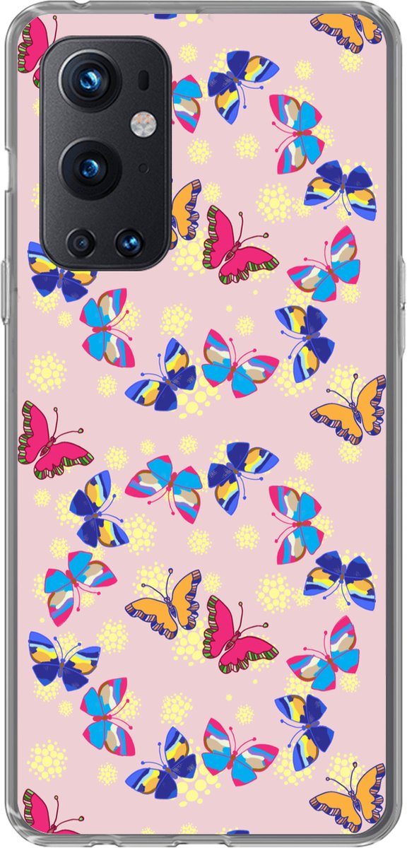 Telefoonhoesje Geschikt voor OnePlus 9 Pro hoesje - Meisje - Vlinder - Insecten - Patronen - Girl - Kids - Kinderen - Siliconen Telefoonhoesje Telefoonhoesje