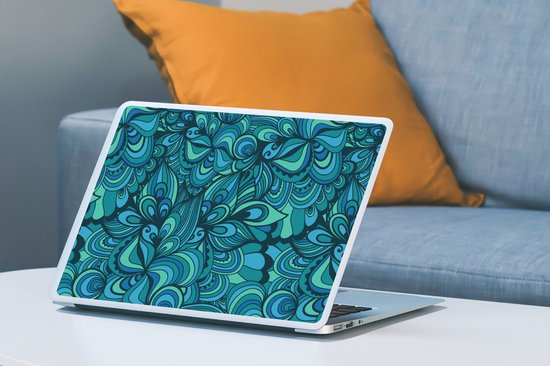 Laptop sticker - 15.6 inch - Design - Vintage - Blauw - Turquoise - SleevesAndCases