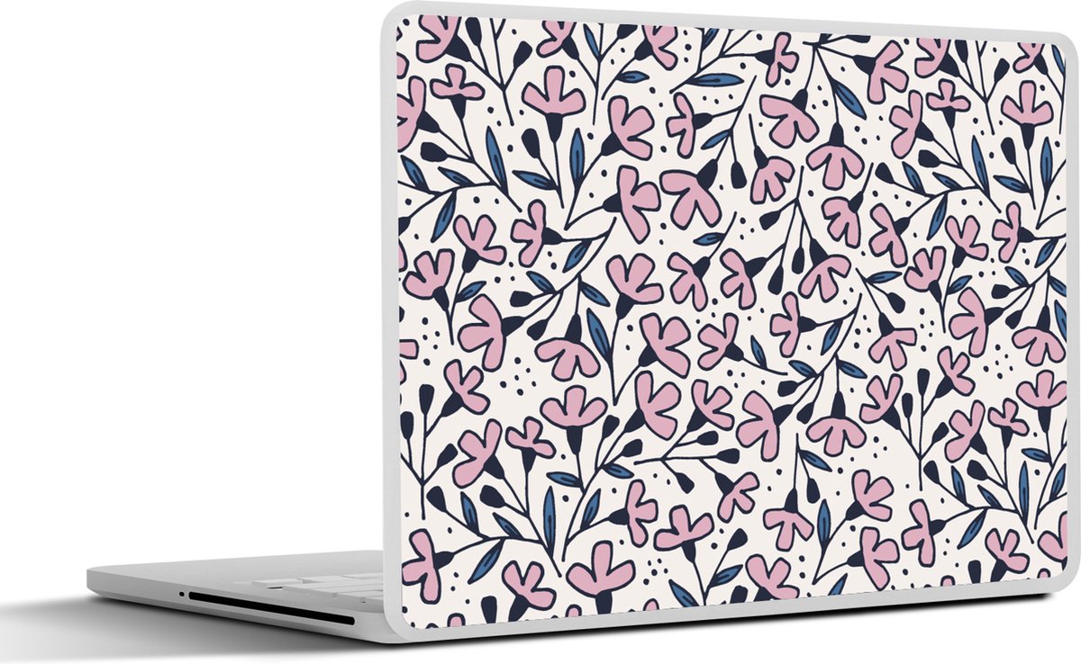 Laptop sticker - 15.6 inch - Meiden - Bloemen - Roze - Patronen - Girl - Kids - Kinderen - Meisjes - 36x27,5cm - Laptopstickers - Laptop skin - Cover