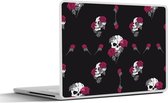 Laptop sticker - 10.1 inch - Meiden - Skull - Rozen - Patronen - Girl - Kids - Kinderen - Meisje - 25x18cm - Laptopstickers - Laptop skin - Cover