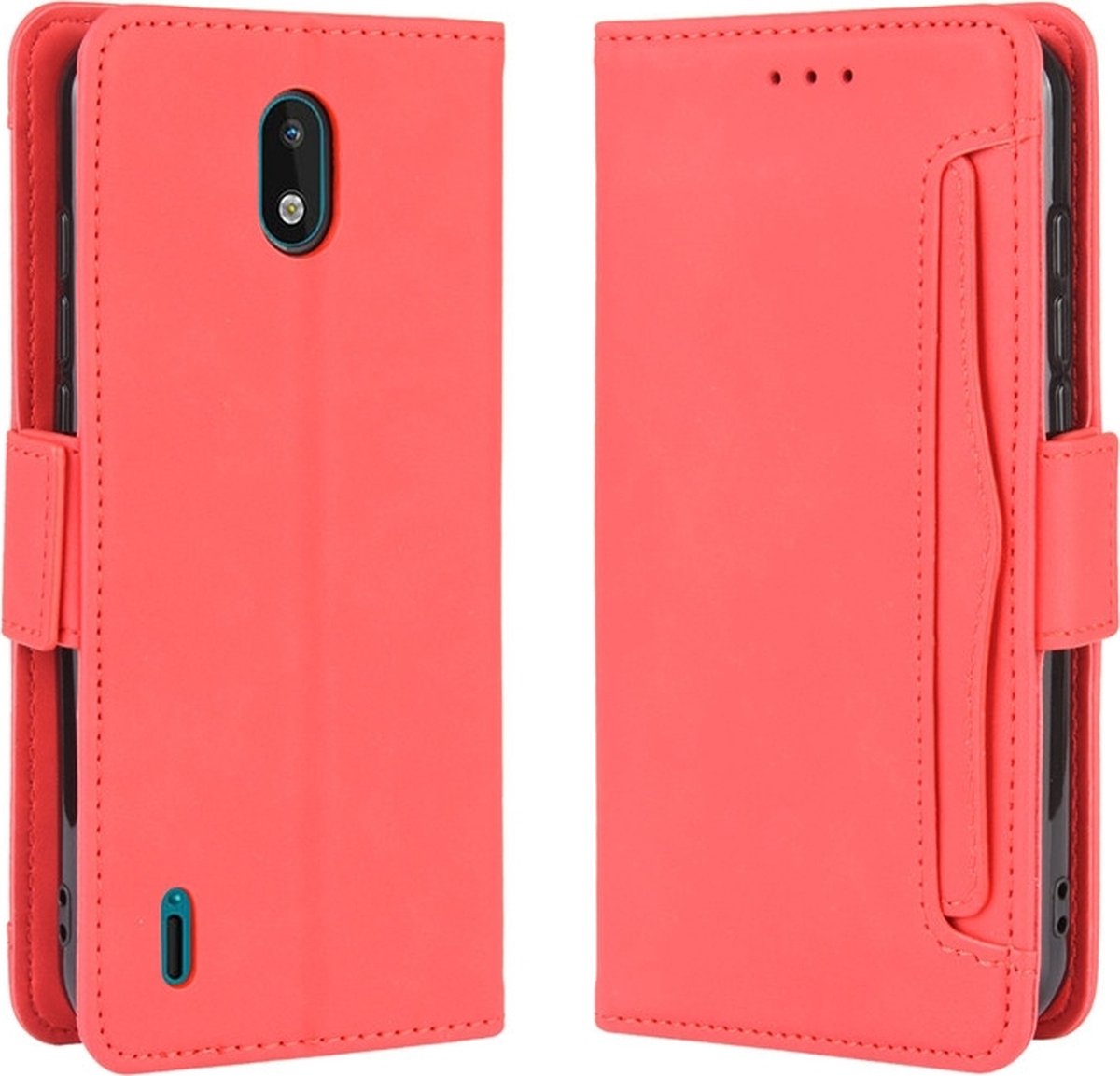 Mobigear Telefoonhoesje geschikt voor Nokia 1.3 Hoesje | Mobigear Slide Wallet Bookcase Portemonnee | Pasjeshouder voor 5 Pasjes | Telefoonhoesje voor Pinpas / OV Kaart / Rijbewijs - Rood