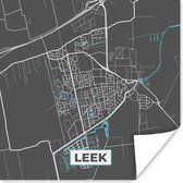 Poster Leek - Blauw - Plattegrond - Stadskaart - Kaart - 30x30 cm
