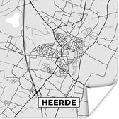 Affiche Heerde - City Map - Zwart Wit - Carte - Carte - Nederland - 50x50 cm