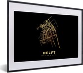 Fotolijst incl. Poster - Delft - Stadskaart - Nederland - Plattegrond - Kaart - 40x30 cm - Posterlijst