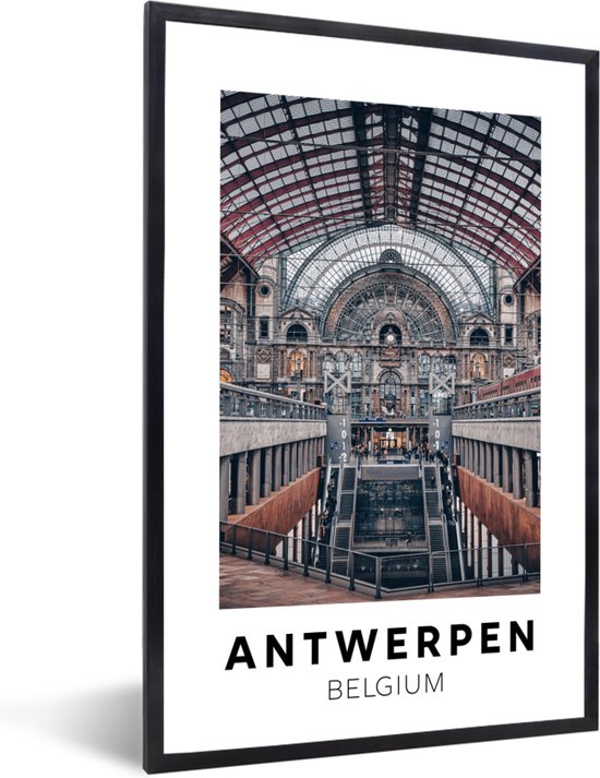 Fotolijst incl. Poster - Antwerpen - België - Trein - 20x30 cm - Posterlijst