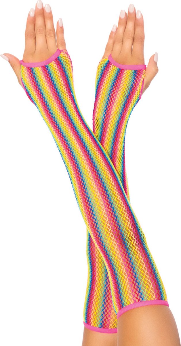 Rainbow net arm warmers