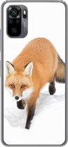 Geschikt voor Xiaomi Redmi Note 10 Pro hoesje - Vos - Sneeuw - Winter - Siliconen Telefoonhoesje