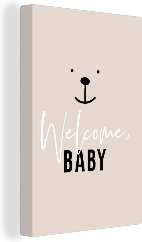 Canvas Schilderij Spreuken - Welcome baby - Quotes - Baby - Kids - Kinderen - 60x90 cm - Wanddecoratie