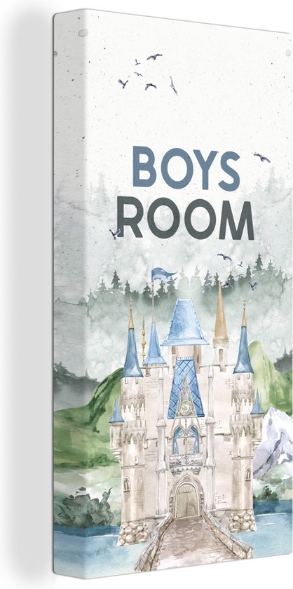 Canvas Schilderij Boys room - Quotes - Spreuken - Kinderen - Kids - Baby - Jongens - 20x40 cm - Wanddecoratie