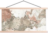 Posterhanger incl. Poster 120x60 cm - Schoolplaat - Graniet - Keien - Wit - Textielposter - Blanke latten
