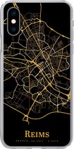 Geschikt voor iPhone X hoesje - Reims - Kaart - Goud - Siliconen Telefoonhoesje