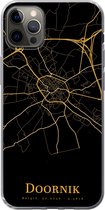 Geschikt voor iPhone 12 Pro Max hoesje - Doornik - Kaart - Goud - Siliconen Telefoonhoesje