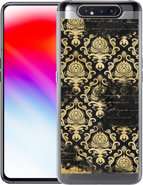 Coque Samsung Galaxy A80 - Zwart - Ornement - Or - Coque de téléphone en Siliconen