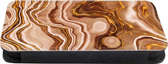 Étui pour iPhone 13 Bookcase - Marbre - Doré - Motifs - Avec poches - Étui portefeuille avec fermeture magnétique