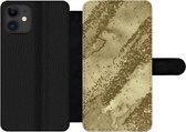 Bookcase Geschikt voor iPhone 12 Pro telefoonhoesje - Glitter - Goud - Abstract - Met vakjes - Wallet case met magneetsluiting