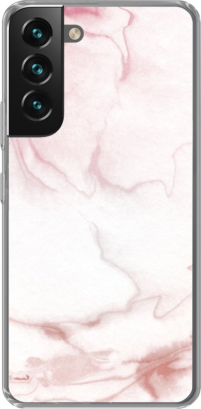 Coque Samsung Galaxy S22 Plus - Marbre - Rose - Rouge - Coque de téléphone en Siliconen