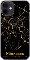 Geschikt voor iPhone 12 hoesje - Nürnberg - Kaart - Goud - Siliconen Telefoonhoesje