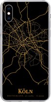 Geschikt voor iPhone Xs hoesje - Köln - Kaart - Goud - Siliconen Telefoonhoesje