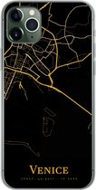 Geschikt voor iPhone 11 Pro Max hoesje - Venetië - Kaart - Goud - Siliconen Telefoonhoesje